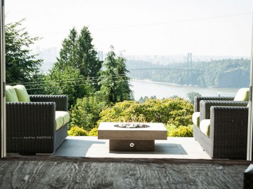 Outdoor Patio area and Full Moon Fire Pit in Vancouver - Sticks and Stones
