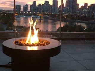 Luxury outdoor patio with a Mini Luna Fire Pit